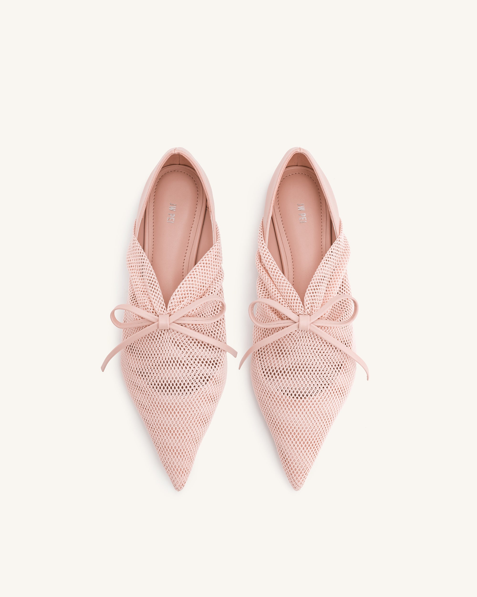 Reilly Fishnet Ballerina Flats - Pink Beige | JW PEI