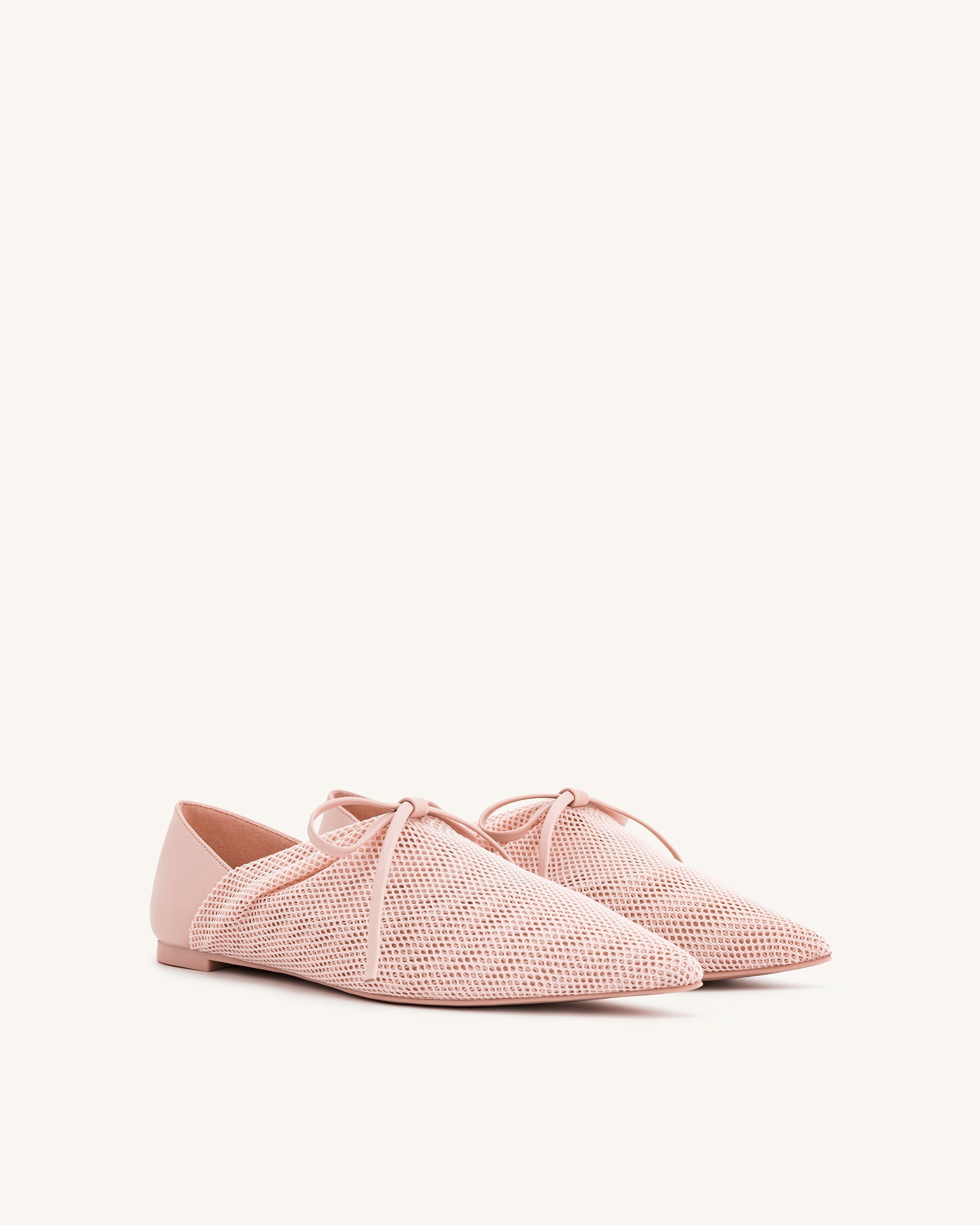 Reilly Fishnet Ballerina Flats - Pink Beige | JW PEI