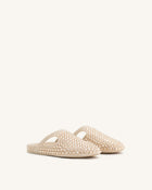 Athena Artificial Crystal Flat Mules - Beige