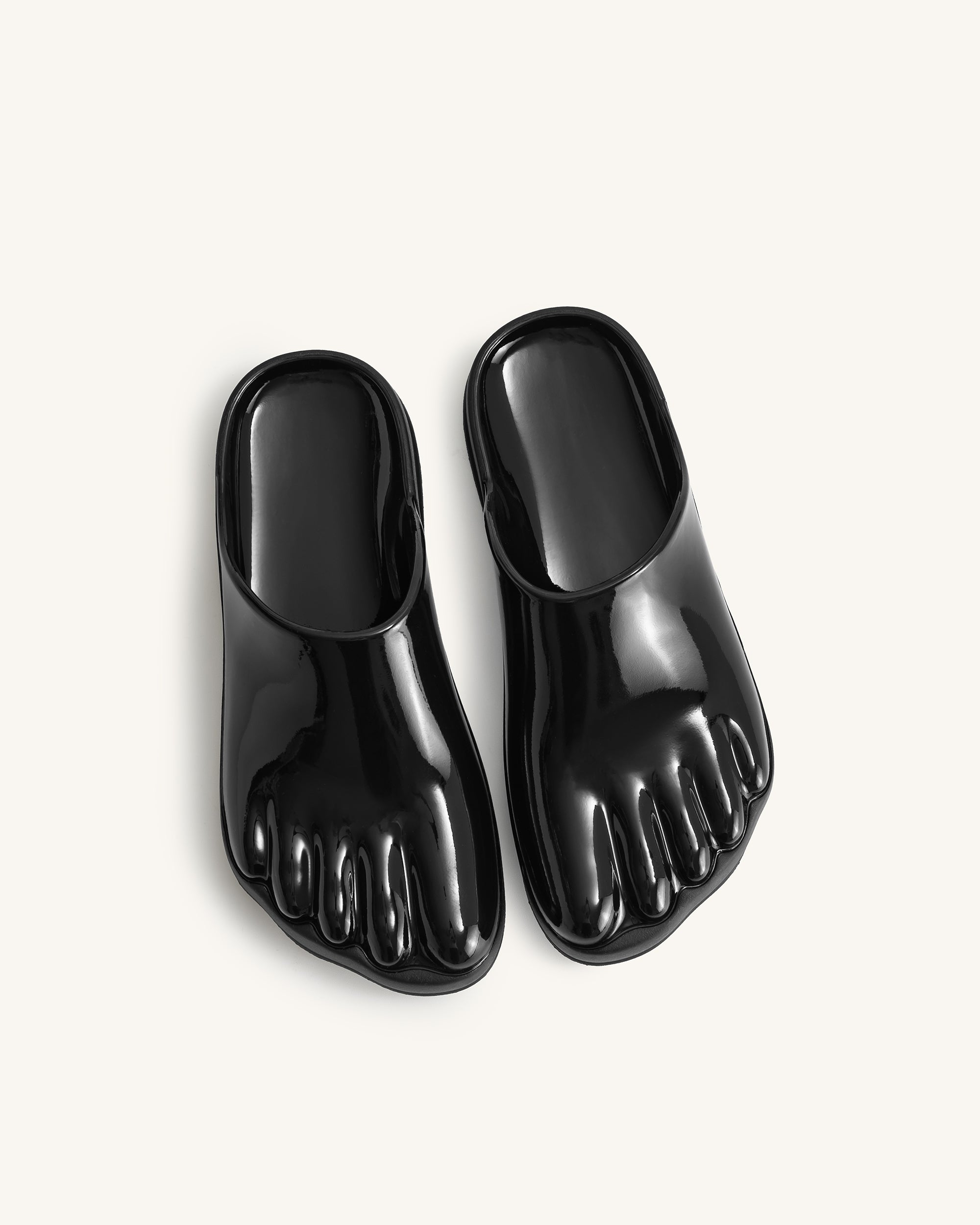 Hayley Toe Model Flat Mules - Black | JW PEI