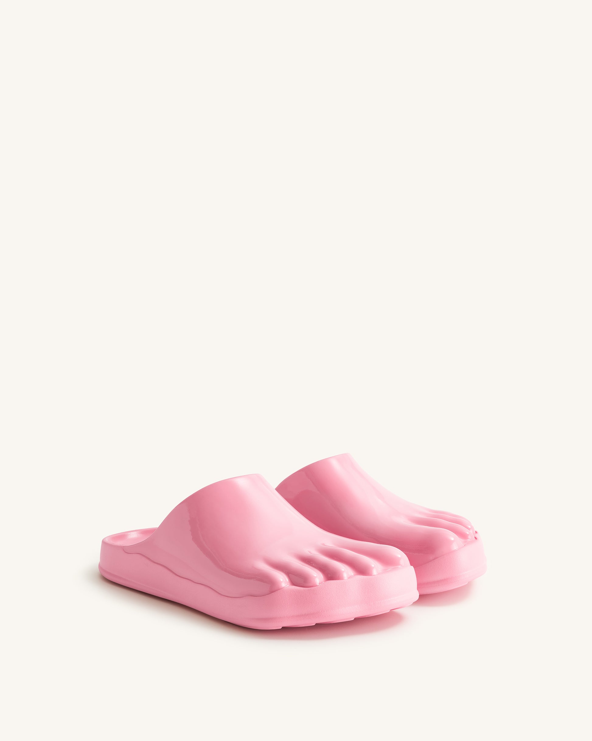 FLAT MULE IN BABY PINK MIX BLACK PATENT CALFSKIN