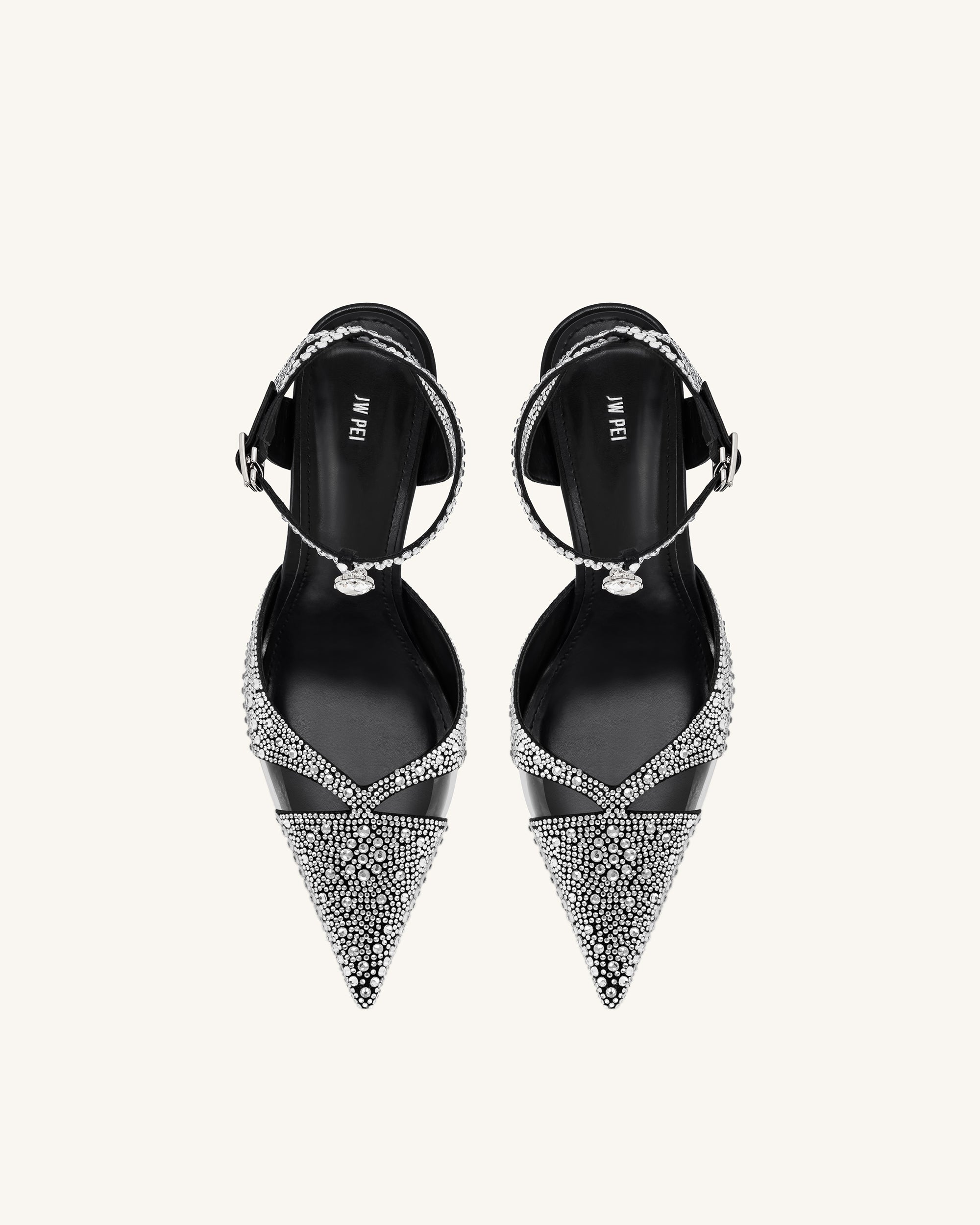Haidi Artificial Crystal Pumps - Black | JW PEI