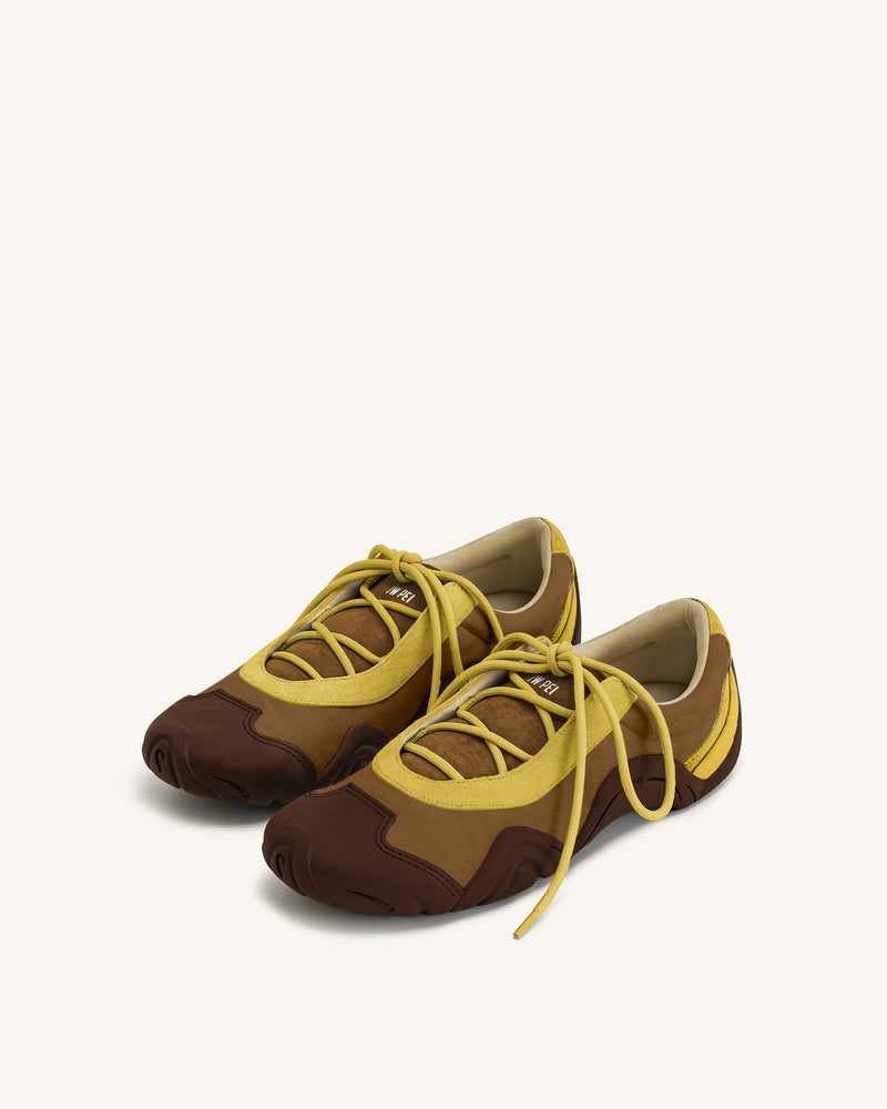 Caitlin Faux Suede Lace-up Ballerina Sneakers - Army Olive