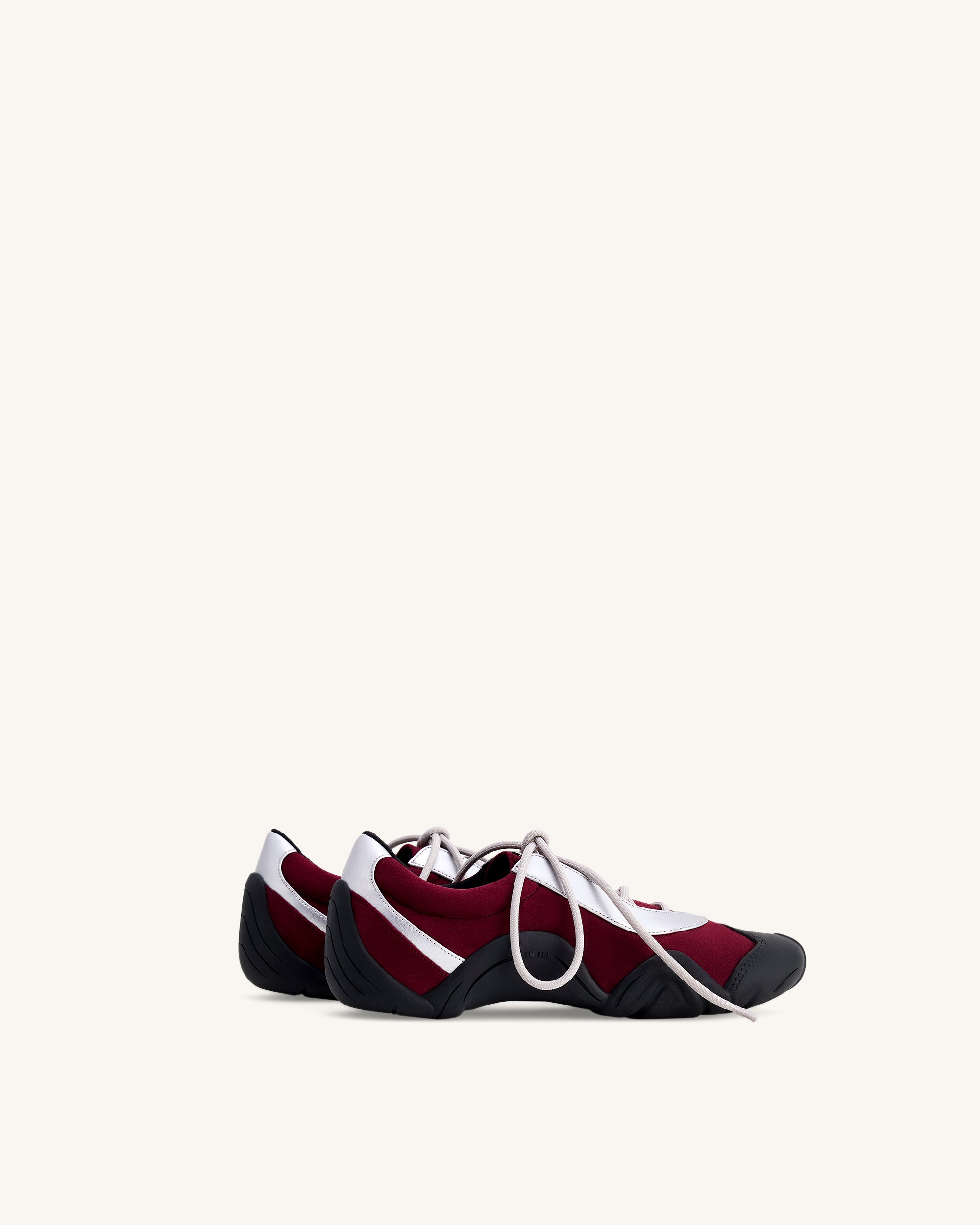 Caitlin Faux Suede Lace-up Ballerina Sneakers - Burgundy & Light Grey