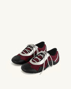 Caitlin Faux Suede Lace-up Ballerina Sneakers - Burgundy & Light Grey