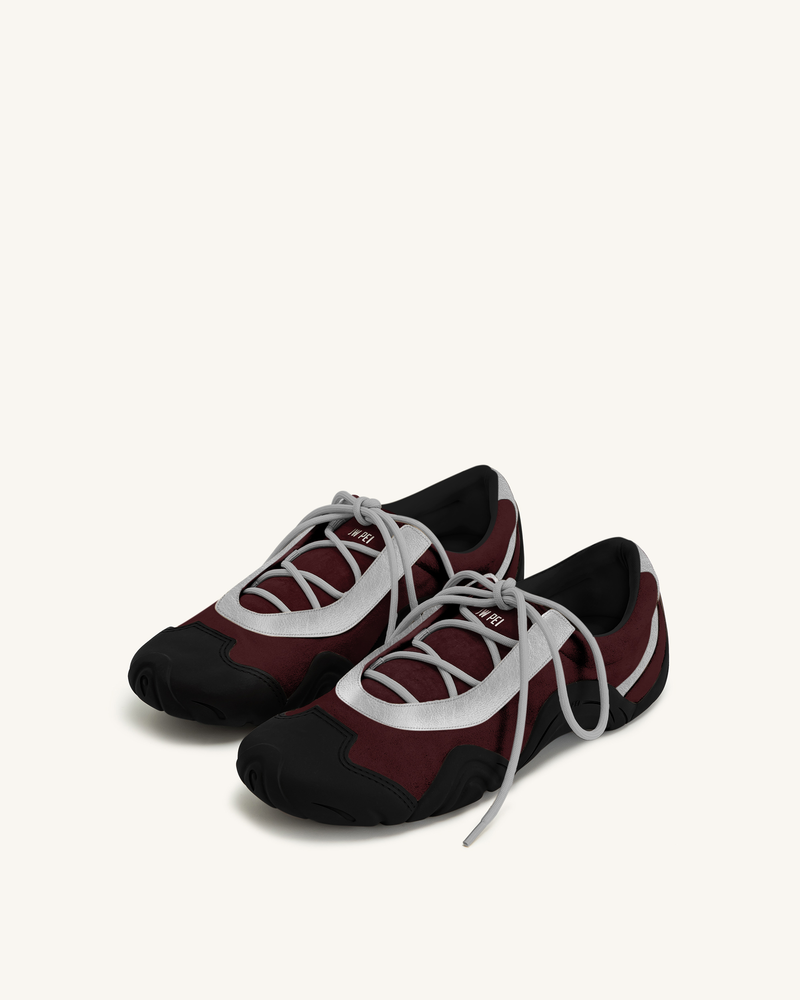 Caitlin Faux Suede Lace-up Ballerina Sneakers - Army Olive