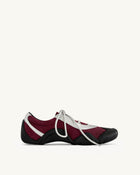Caitlin Faux Suede Lace-up Ballerina Sneakers - Burgundy & Light Grey