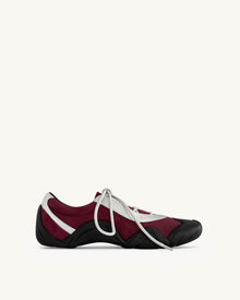 Caitlin Faux Suede Lace-up Ballerina Sneakers - Burgundy & Light Grey