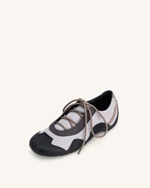 Caitlin Faux Suede Lace-up Ballerina Sneakers - Grey Mix