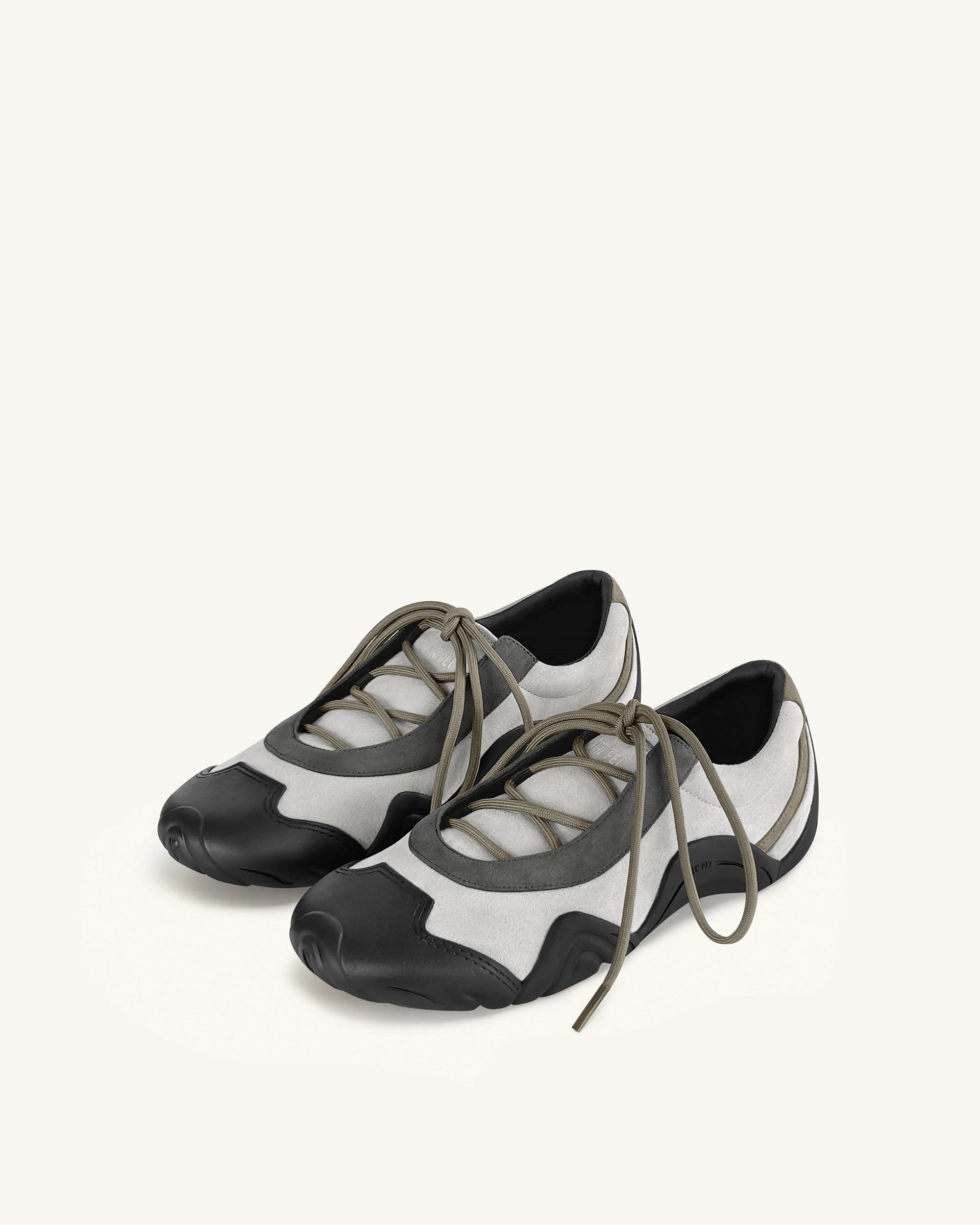 Caitlin Faux Suede Lace-up Ballerina Sneakers - Grey Mix