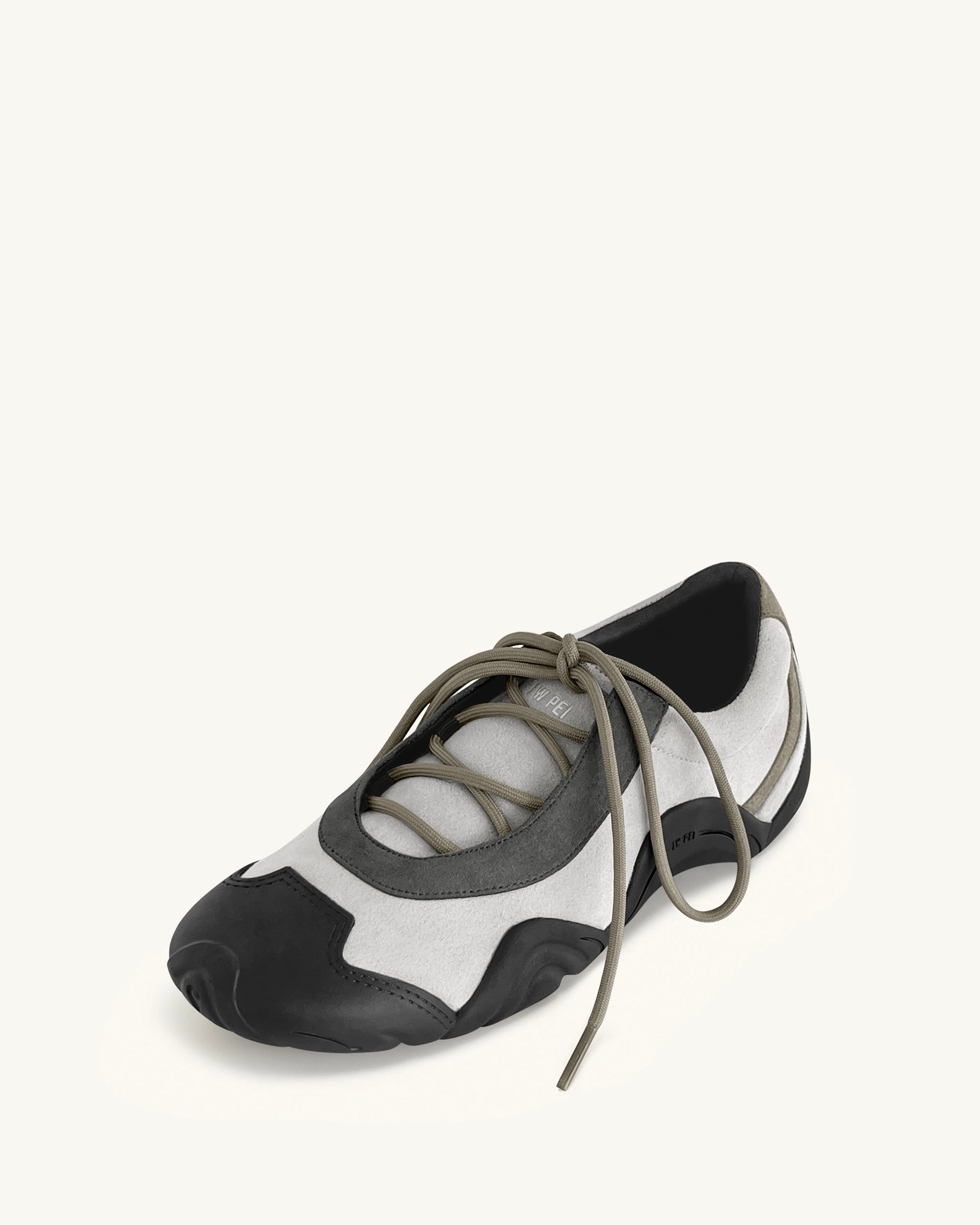 Caitlin Faux Suede Lace-up Ballerina Sneakers - Grey Mix