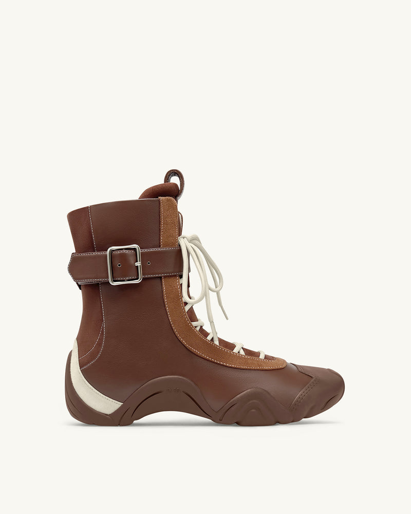 Caitlin Lace-up High-top Boots - Chestnut Brown