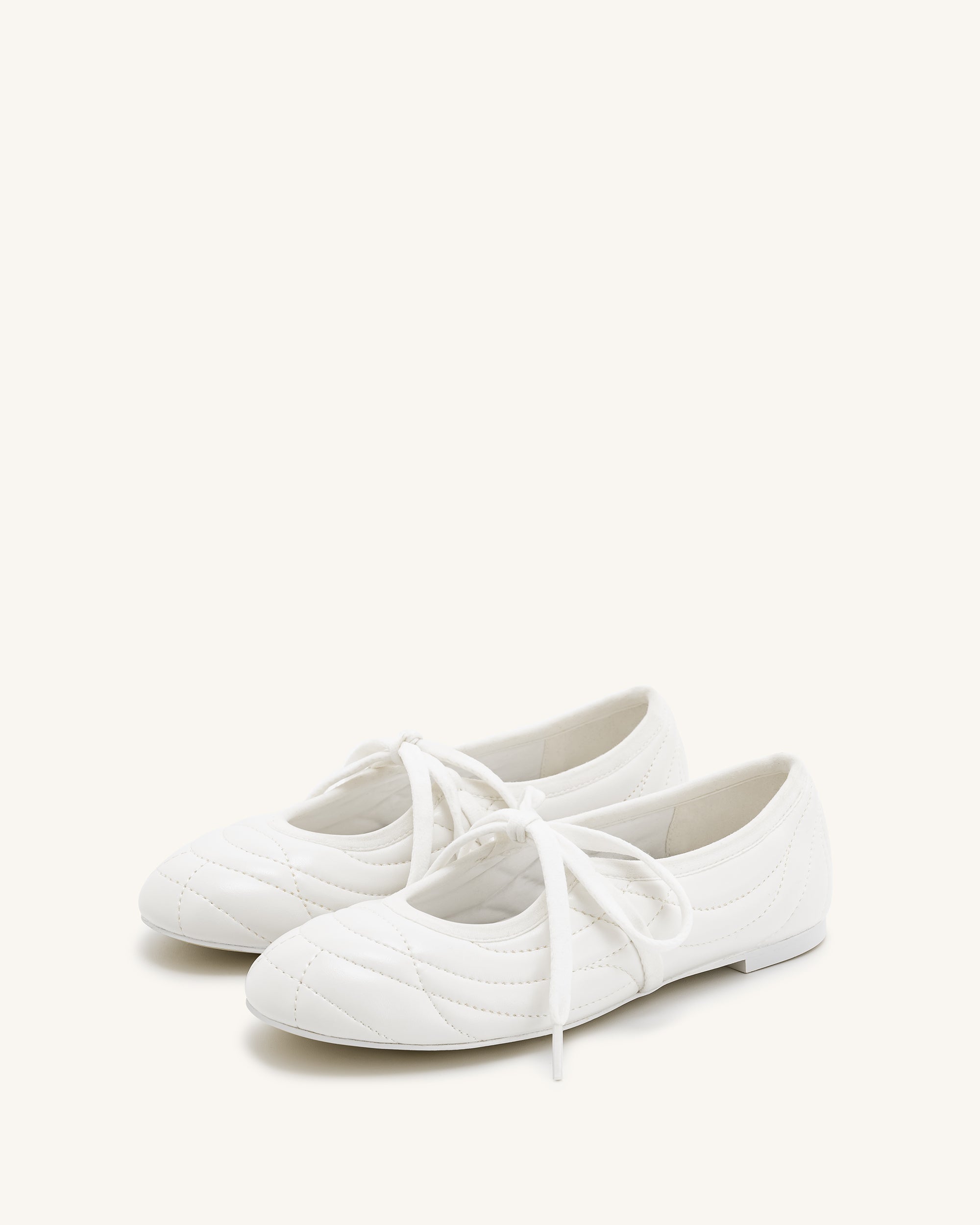 Erika Topstitching lace-up ballet Flats- White JW PEI