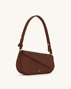 Addisyn Faux Suede Panel Shoulder Bag - Mocha Brown