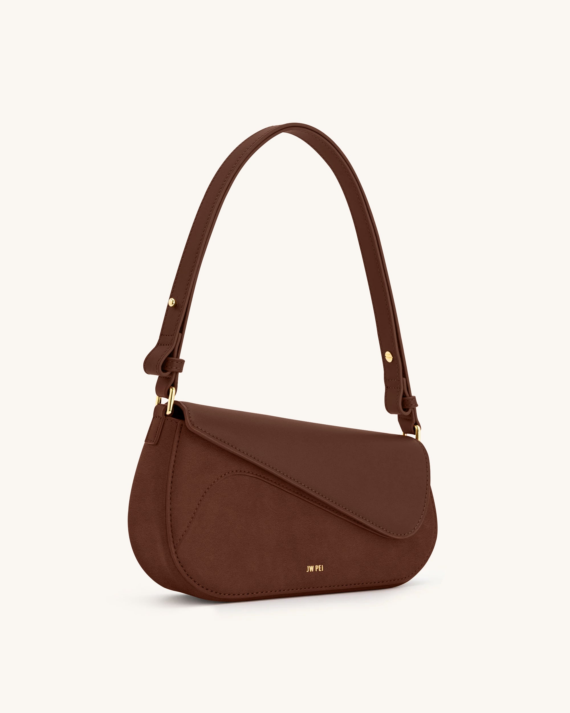 Addisyn Faux Suede Panel Shoulder Bag - Mocha Brown