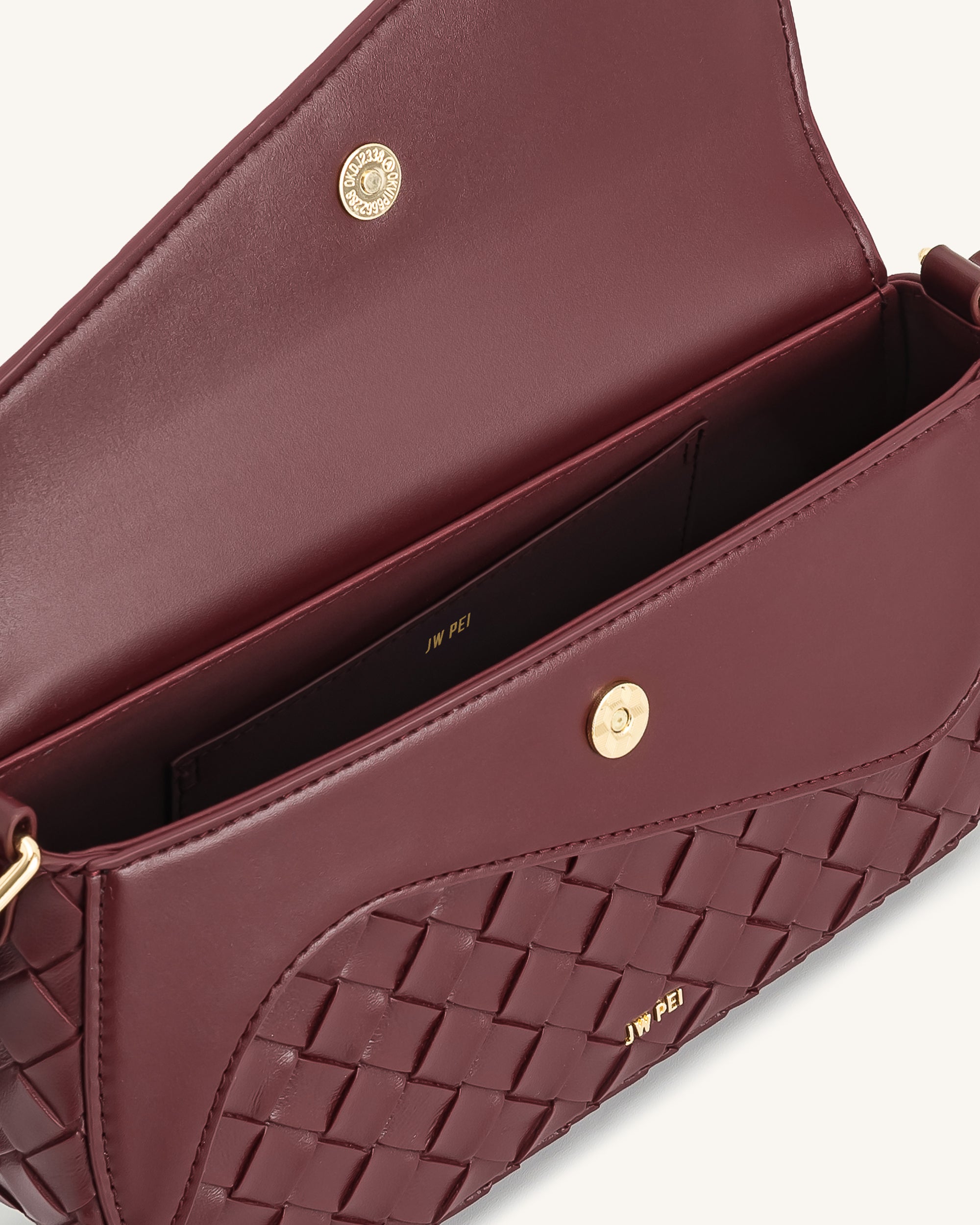 Addisyn Weave Texture Shoulder Bag - Burgundy | JW PEI