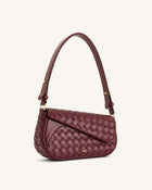 Addisyn Weave Texture Shoulder Bag - Burgundy