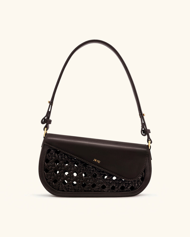 Addisyn Cutout Woven Shoulder Bag - Burgundy