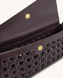 Addisyn Cutout Woven Shoulder Bag - Burgundy