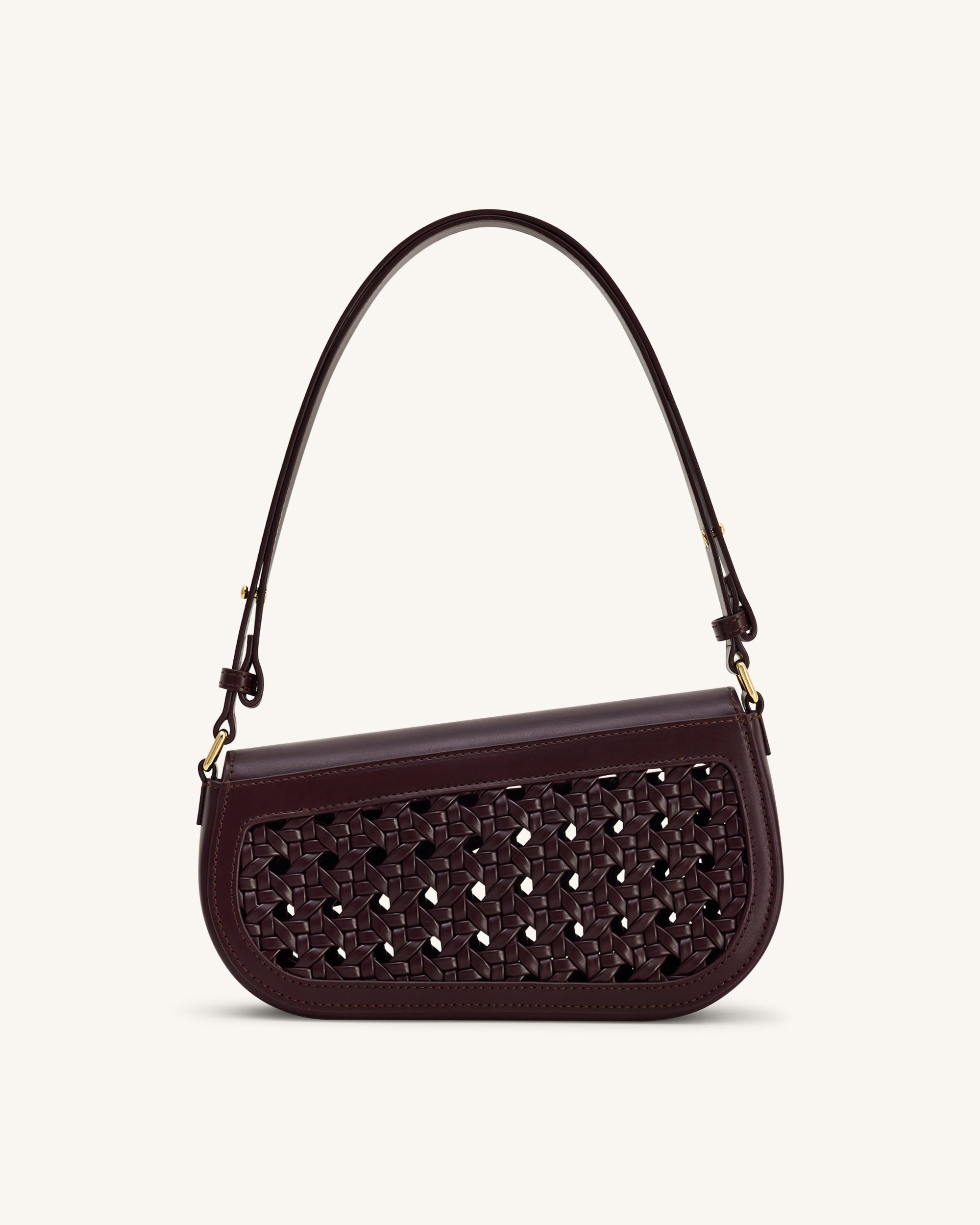 Addisyn Cutout Woven Shoulder Bag - Burgundy | JW PEI