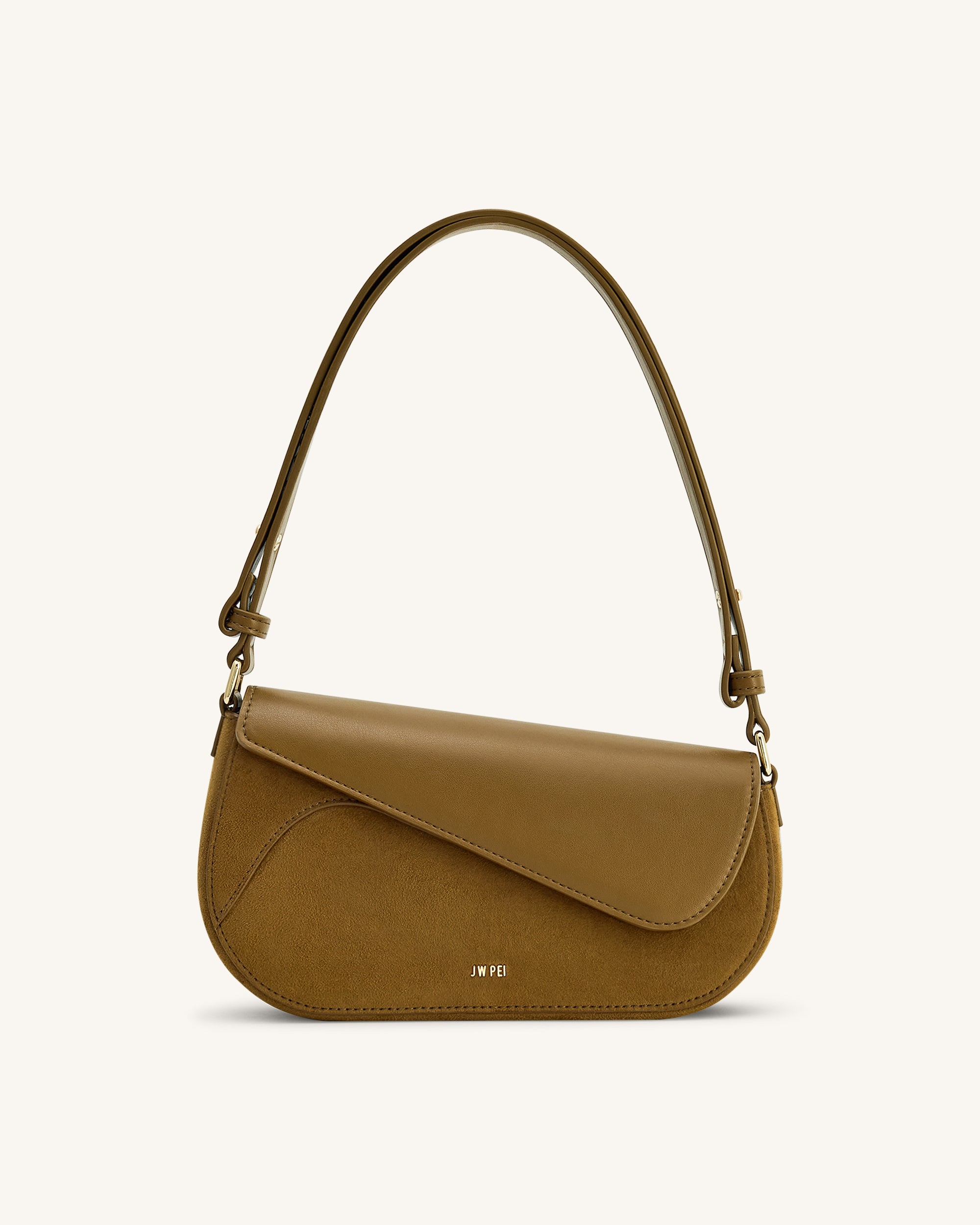 Addisyn Faux Suede Panel Shoulder Bag - Olive | JW PEI