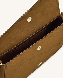 Addisyn Faux Suede Panel Shoulder Bag - Olive