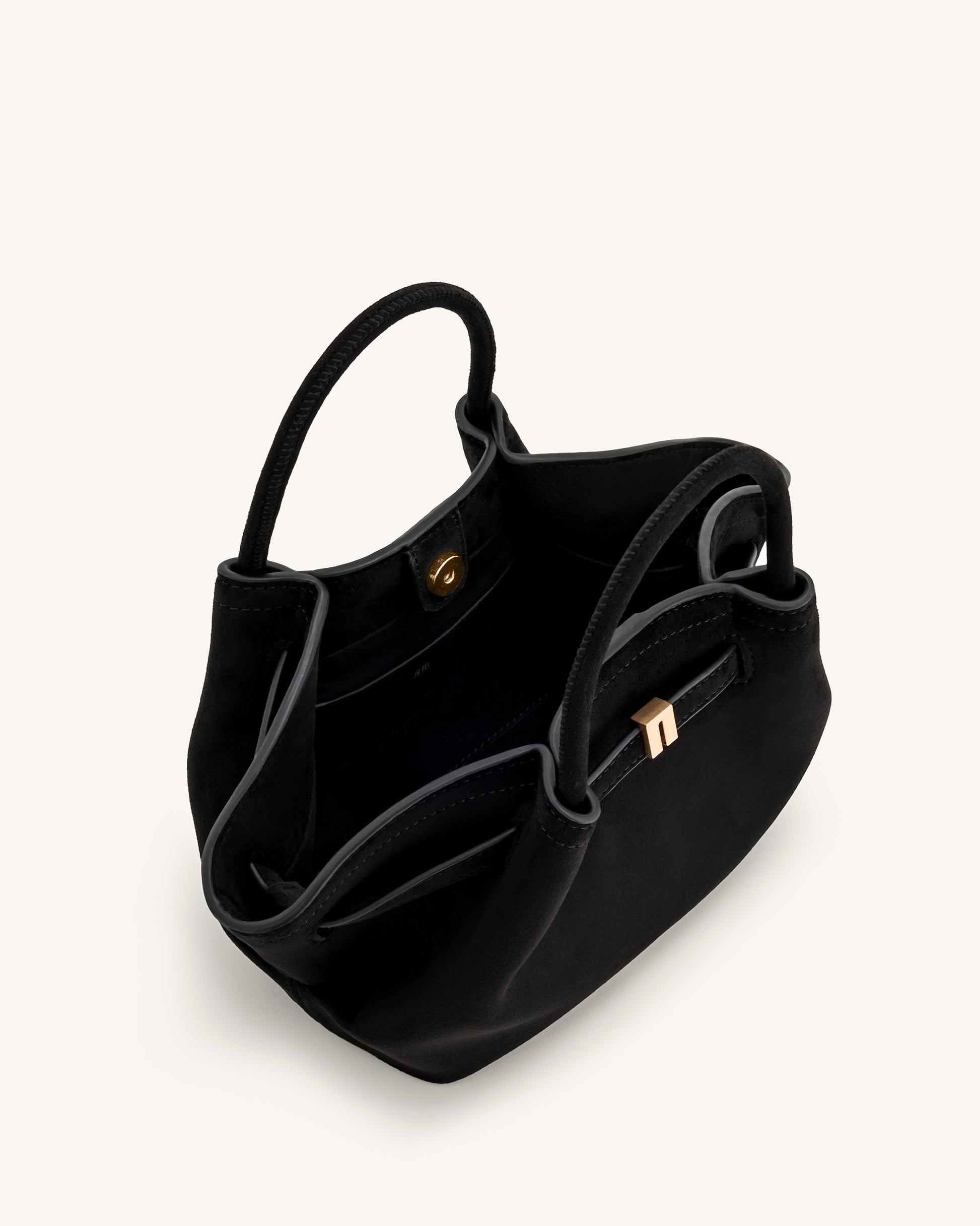 Mini Tote Bag Black Faux Suede Women bag JW PEI Hana