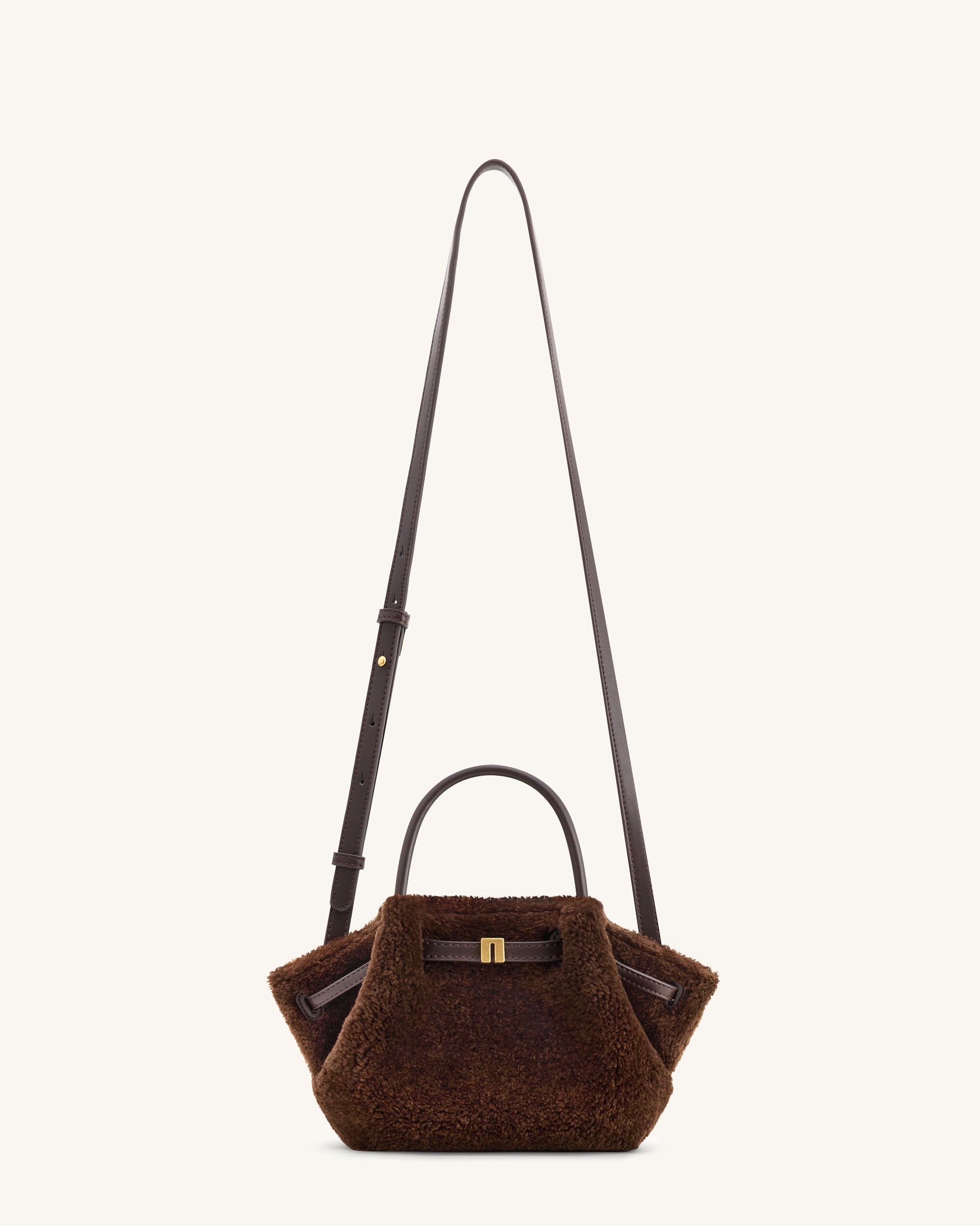 Hana Mini Faux Fur Tote Bag - Dark Brown | JW PEI