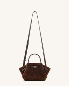 Hana Mini Faux Fur Tote Bag - Dark Brown