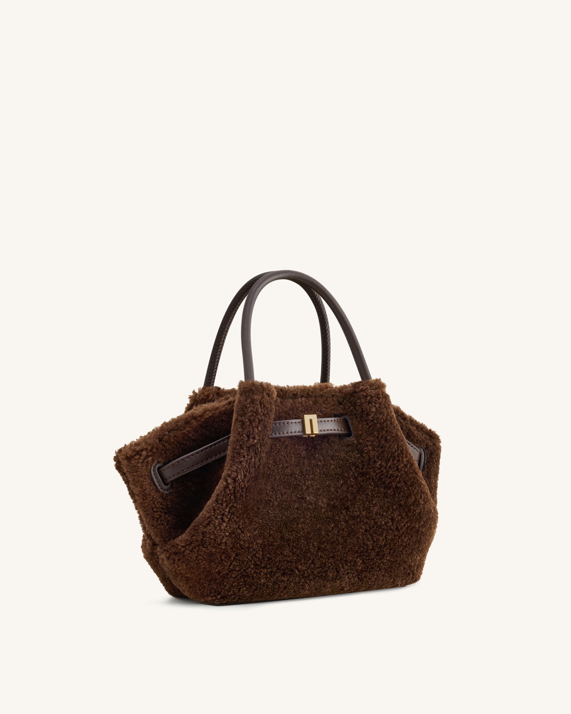Hana Mini Faux Fur Tote Bag - Dark Brown | JW PEI