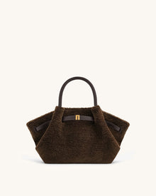 Hana Mini Faux Fur Tote Bag - Dark Brown