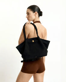 Hana Medium Faux Suede Tote Bag - Black