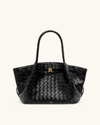 Hana Medium Weave Texture Tote Bag - Black