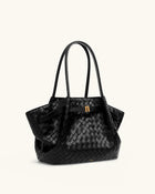 Hana Medium Weave Texture Tote Bag - Black