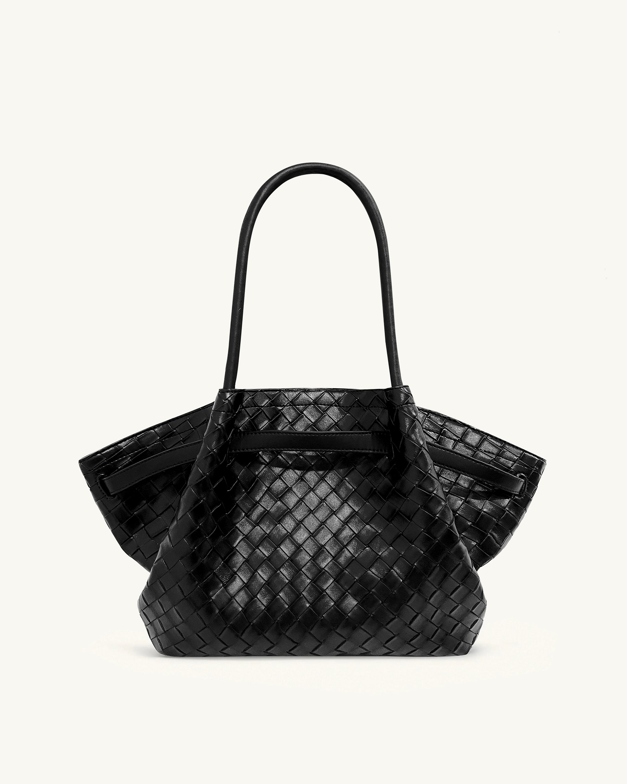 Hana Medium Weave Texture Tote Bag - Black