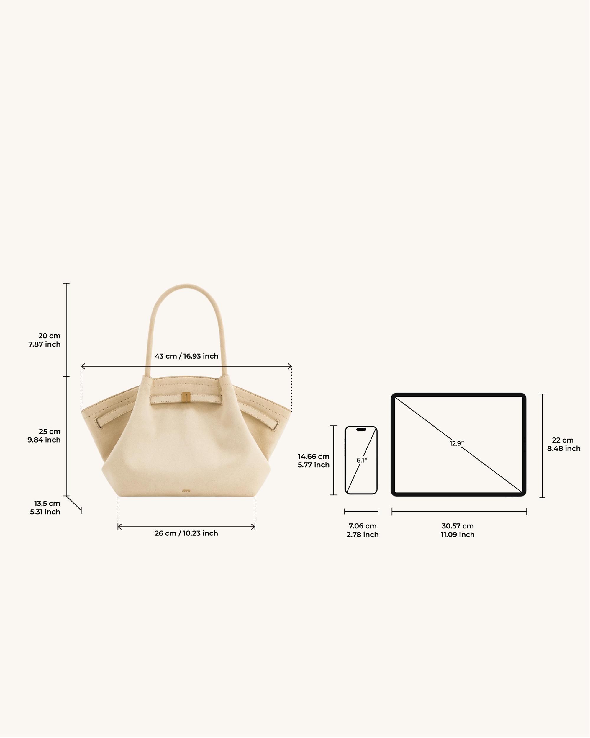 Hana Medium Faux Suede Tote Bag - Off White | JW PEI Hana Medium Faux Suede Tote Bag - Off White | JW PEI