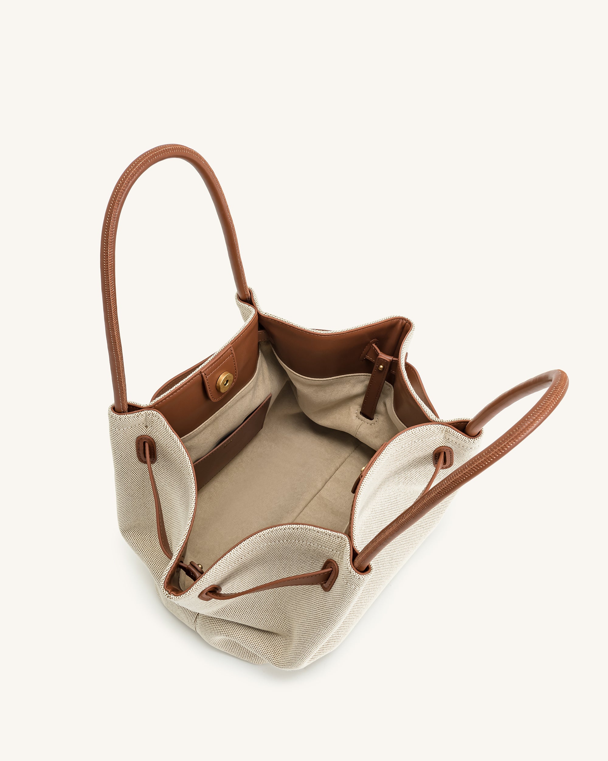 Hana Medium Tote Bag - Brown Canvas | JW PEI