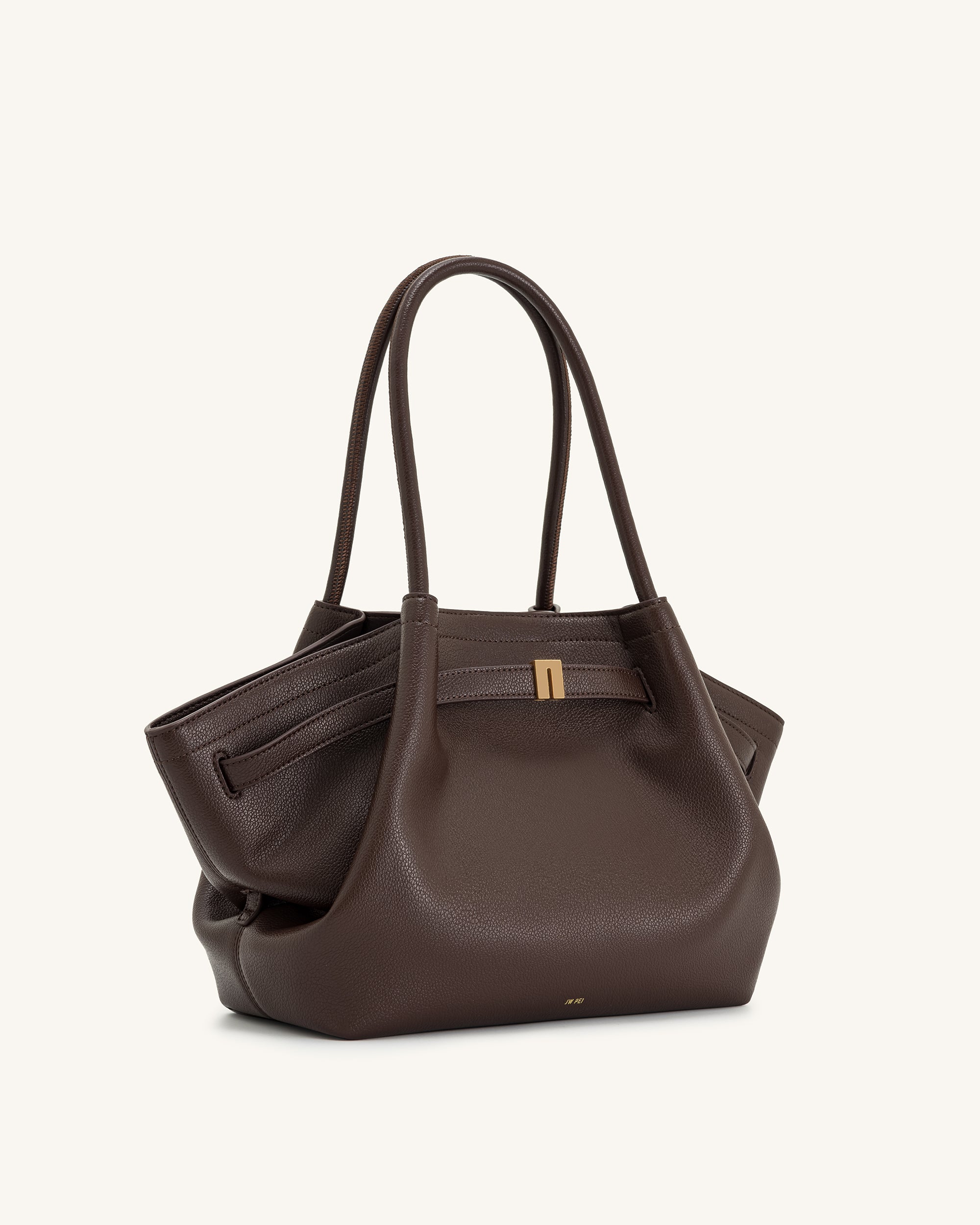 JW PEI Hana ミディアムトートバッグ - ダークブラウン Large Tote Bag Black Faux Suede Women bag - JW PEI Hana