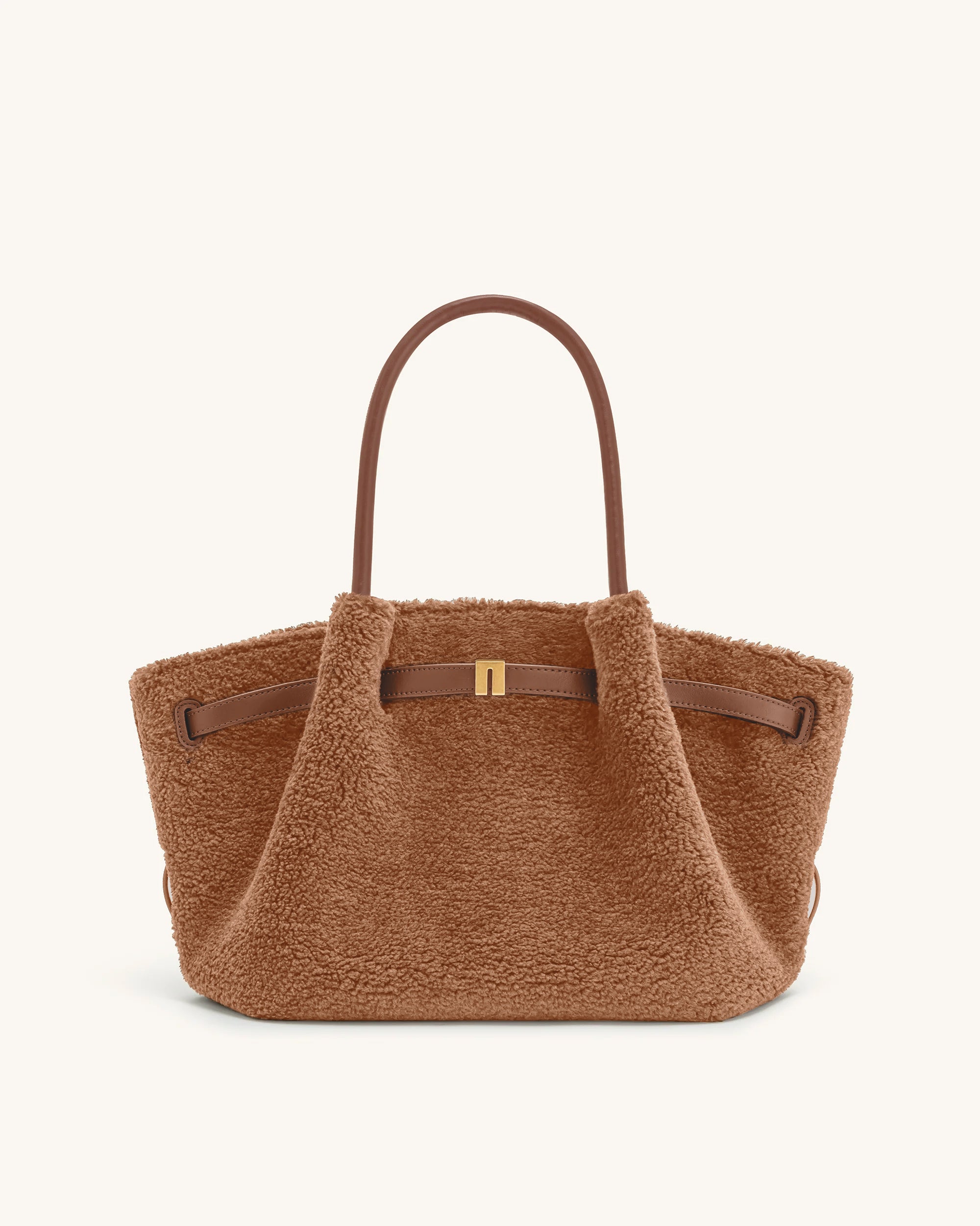 Hana Medium Faux Fur Tote Bag - Coffee Brown | JW PEI
