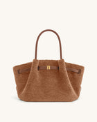 Hana Medium Faux Fur Tote Bag - Coffee Brown