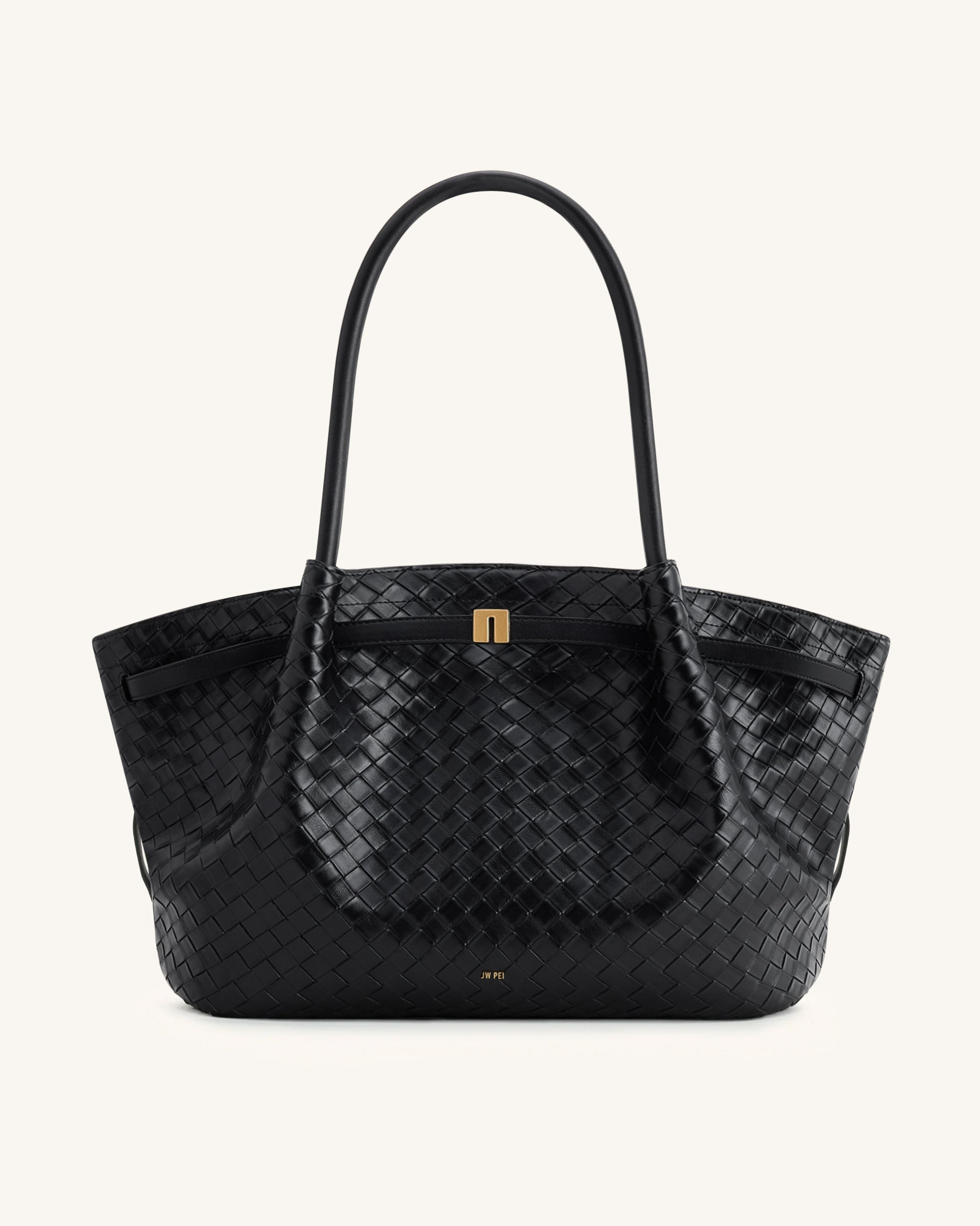 Hana Large Weave Texture Tote Bag - Black | JW PEI