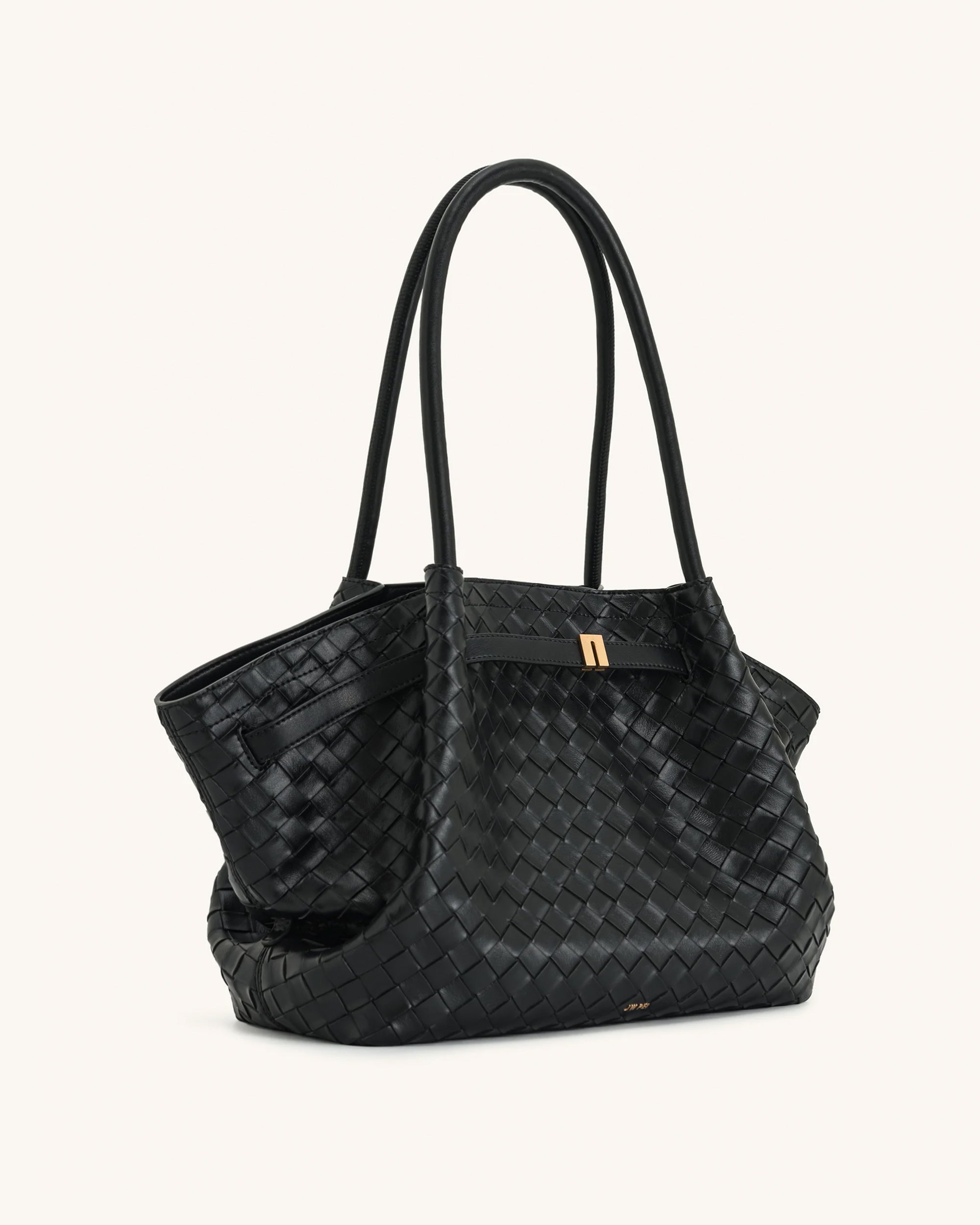 Hana Large Weave Texture Tote Bag - Black | JW PEI