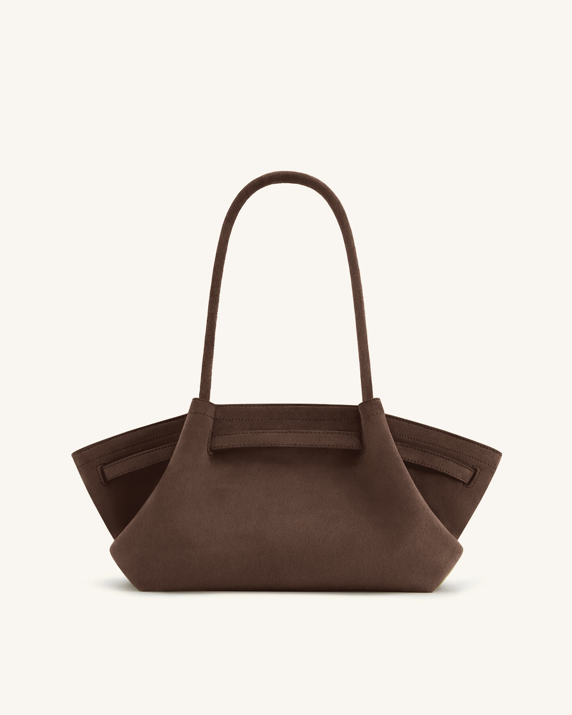 Hana Wide Faux Suede Tote Bag - Dark Brown | JW PEI