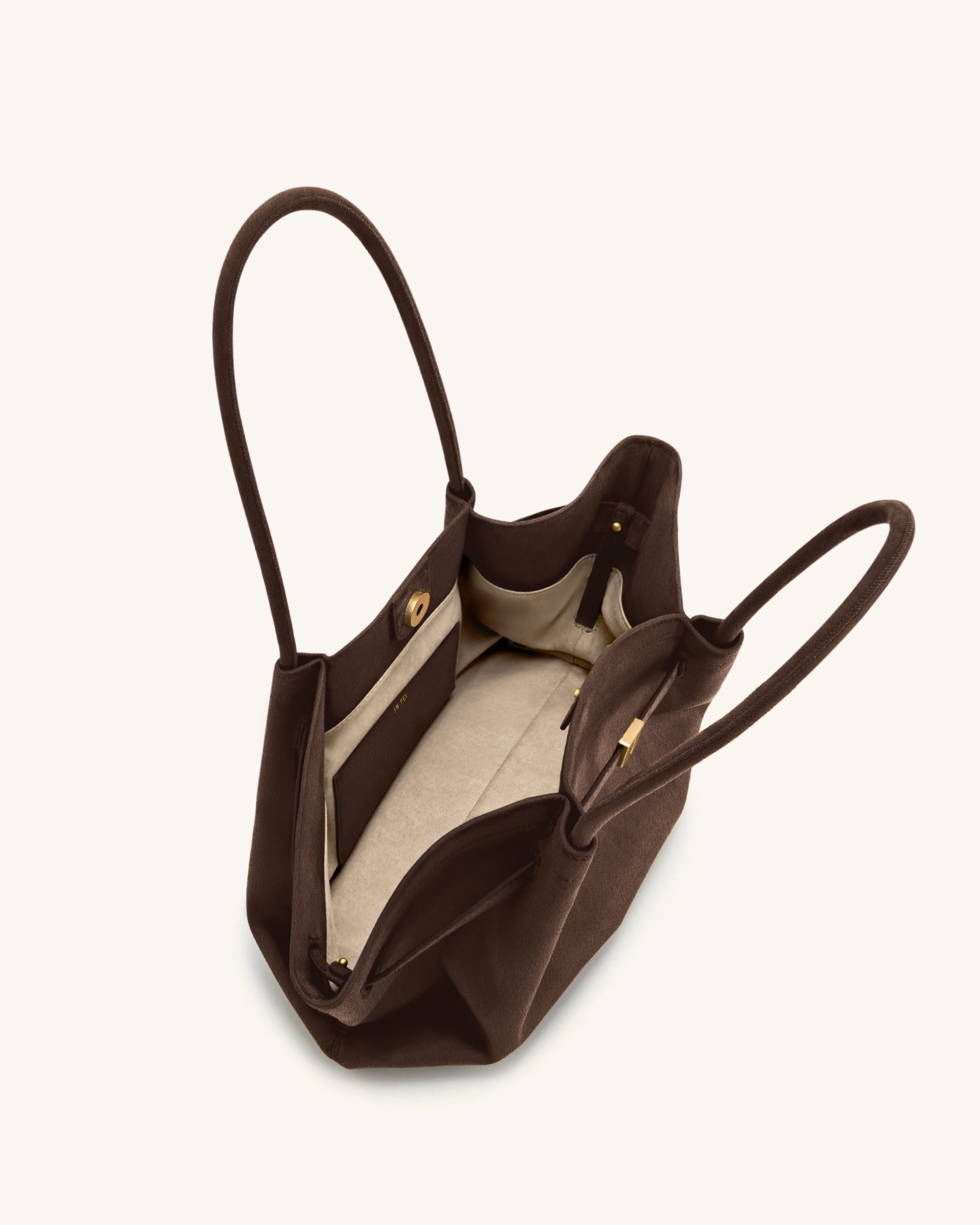 Hana Wide Faux Suede Tote Bag - Dark Brown | JW PEI