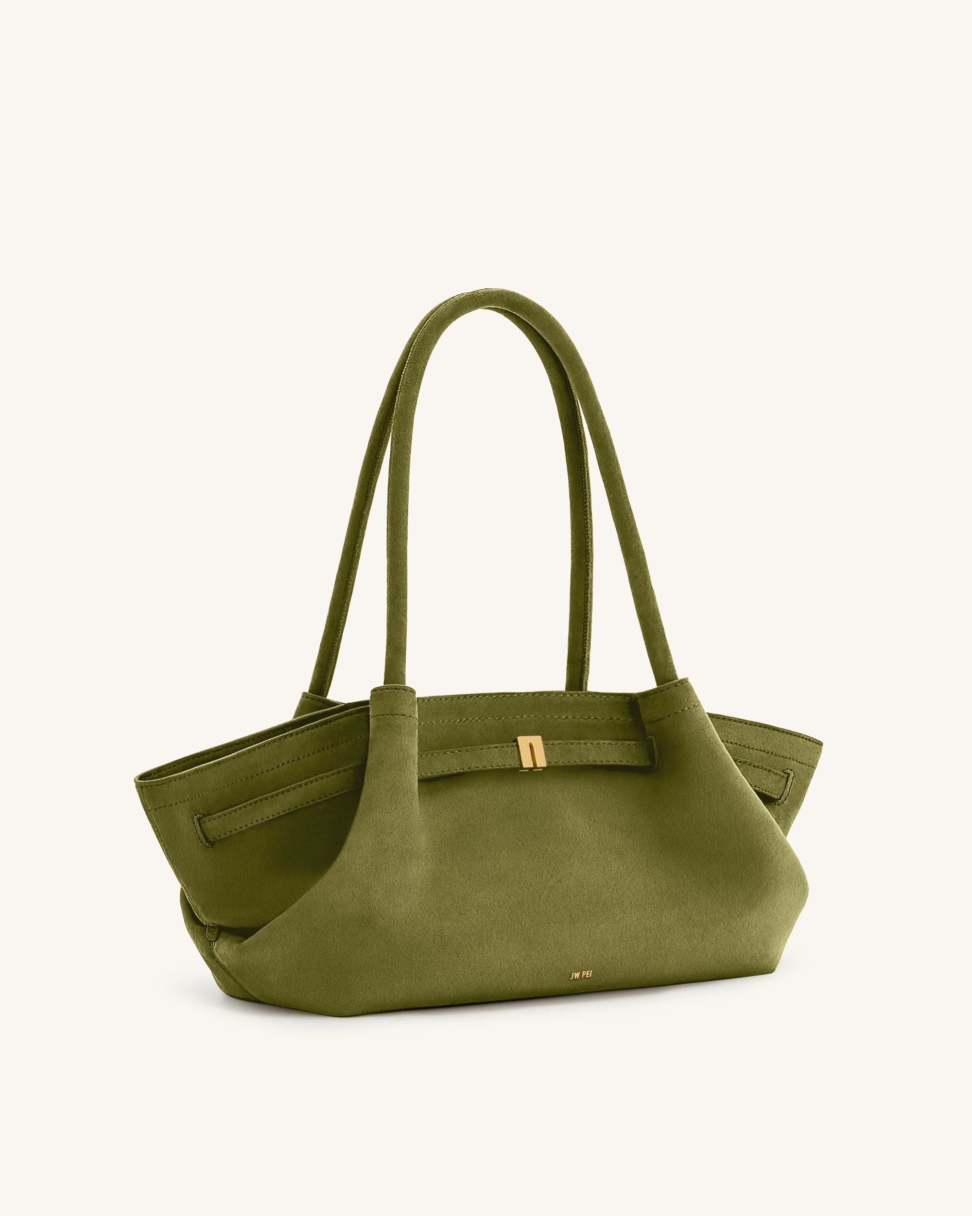 Hana Wide Faux Suede Tote Bag - Olive Green | JW PEI
