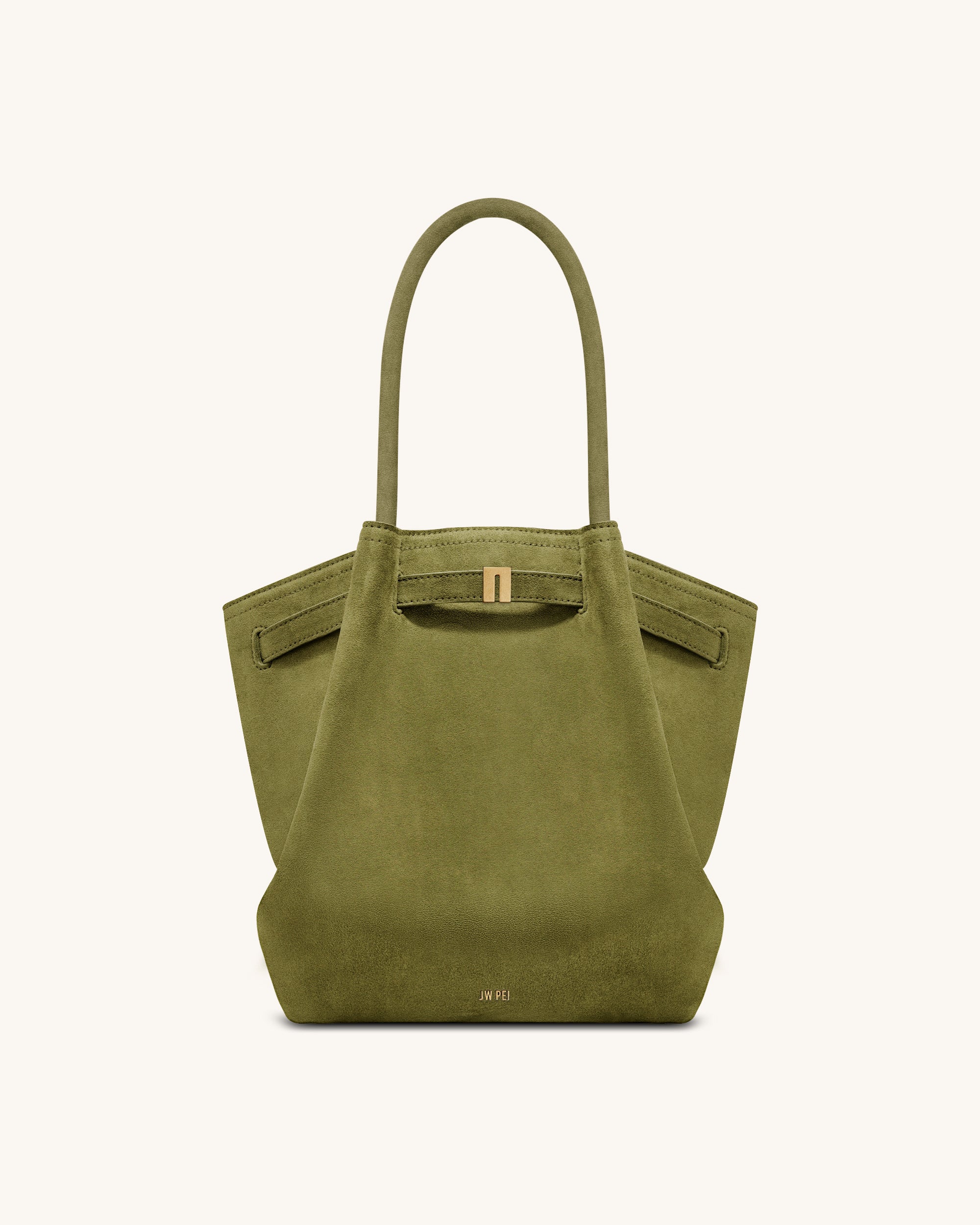 Hana Column Faux Suede Tote Bag - Olive Green | JW PEI