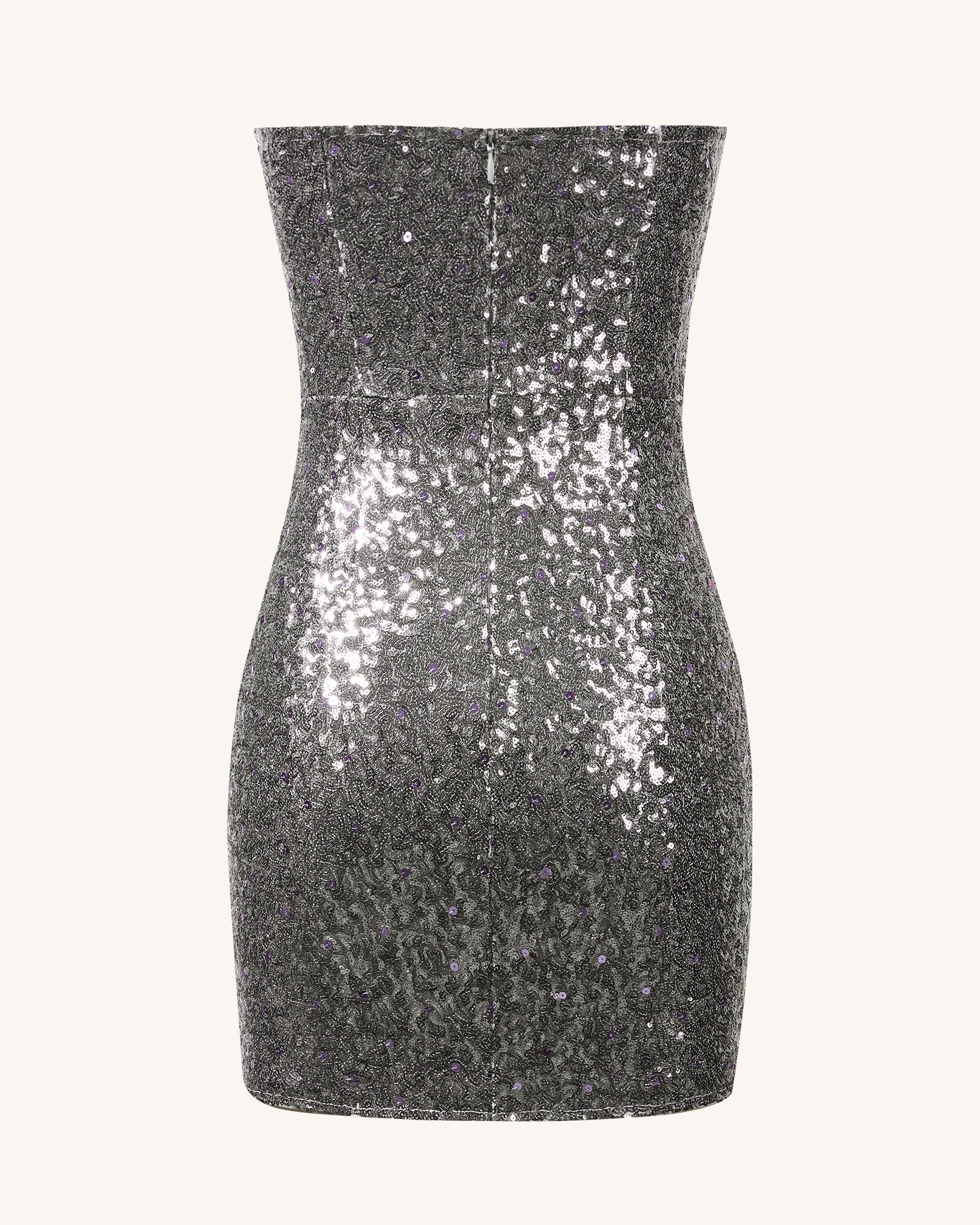 Brynlee Silver Sequinned Strapless Mini Dress-Silver Brynlee Silver Sequinned Strapless Mini Dress-Silver