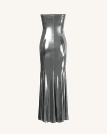 silver tube dress RLA3693 A curved fit to hug the body and below knee finished length Motel Rone Silver Chrome Sequin