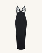 Ayliua Sweetheart-Neckline Rhinestones Embellished Black Long Dress - Black