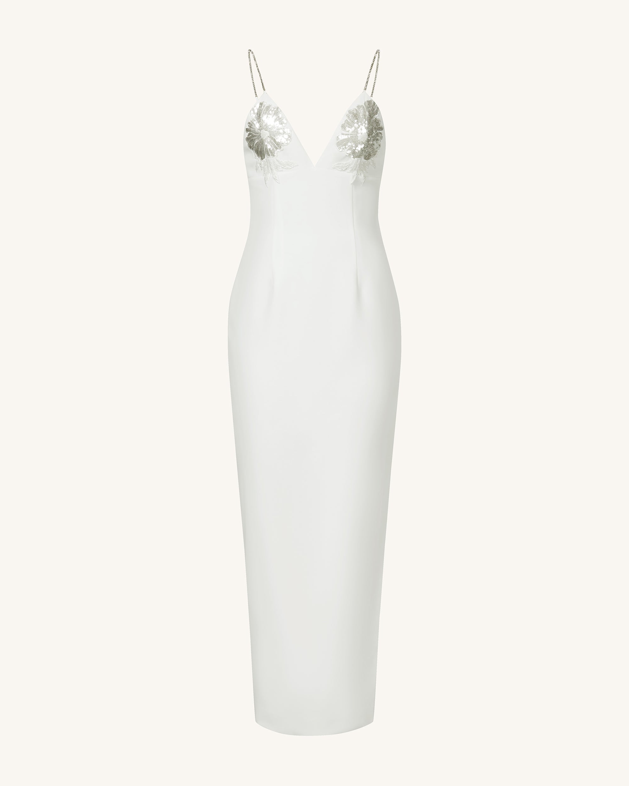Ayliua Sweetheart-Neckline Rhinestones Embellished White Long Dress - White 2 | US Ayliua Sweetheart-Neckline Rhinestones Embellished White Long Dress - White 2 | US